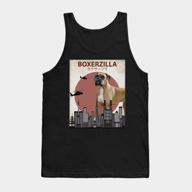 Boxerzilla - Boxer Dog Giant Monster Tank Top by Animalzilla